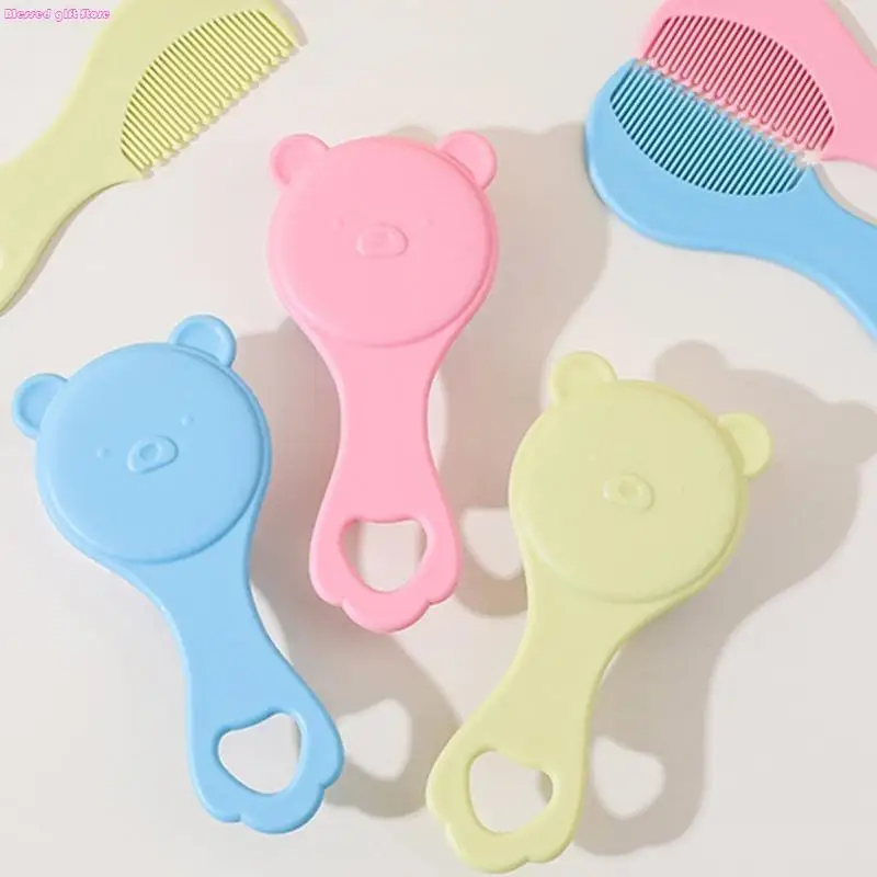 

D0JC Infant Hairbrush Set with Soft Plastic Long Handle And Bear Design Comfortable