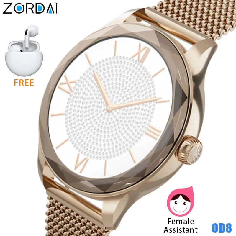 Zordai OD8 Diamond Smartwatch Women Lady Female Smart Watch For iPhone Samsung Xiaomi AMOLED GPS IP68 Heart Rate Bluetooth Call