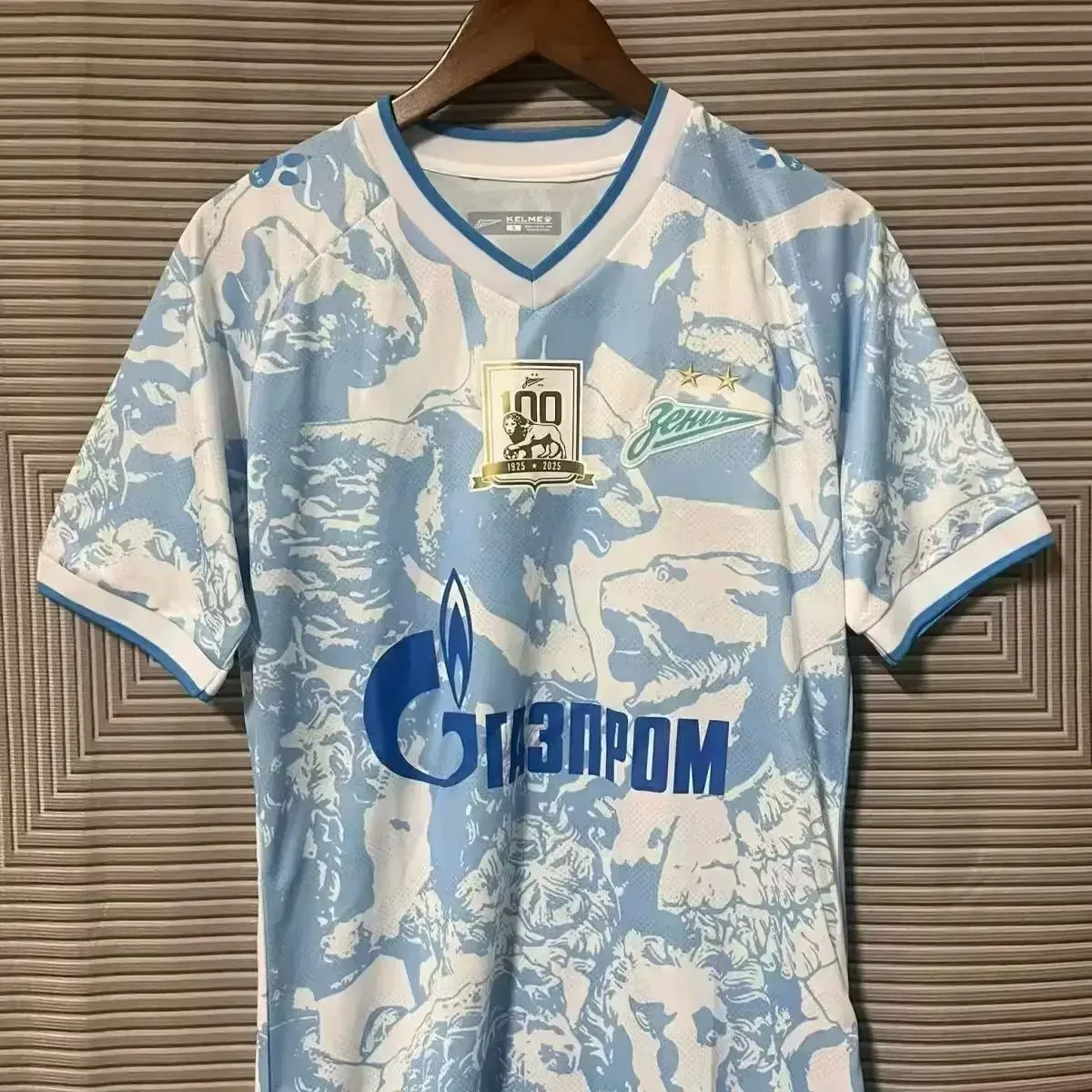 

Popular Sports Casual Crew Neck Loose Short Sleeves Pajamas Zenit Blue White Unpopular 3D Print Fans Men's Football Training Top