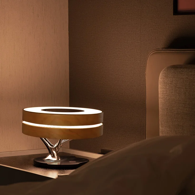 Ästhetisches Design Multifunktions-Bluetooth-Lautsprecher Digitaluhr kabellose Lade tisch lampe Schlafzimmer Dimmen Schlaf Nachtlicht