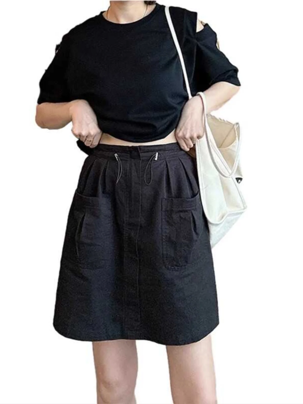 เอวสูง A-Line Workwear กระโปรง Casual Slimming Tummy ครอบคลุม plus ขนาด ort กระโปรงเกาหลี Sle เดินทางสีบริสุทธิ์