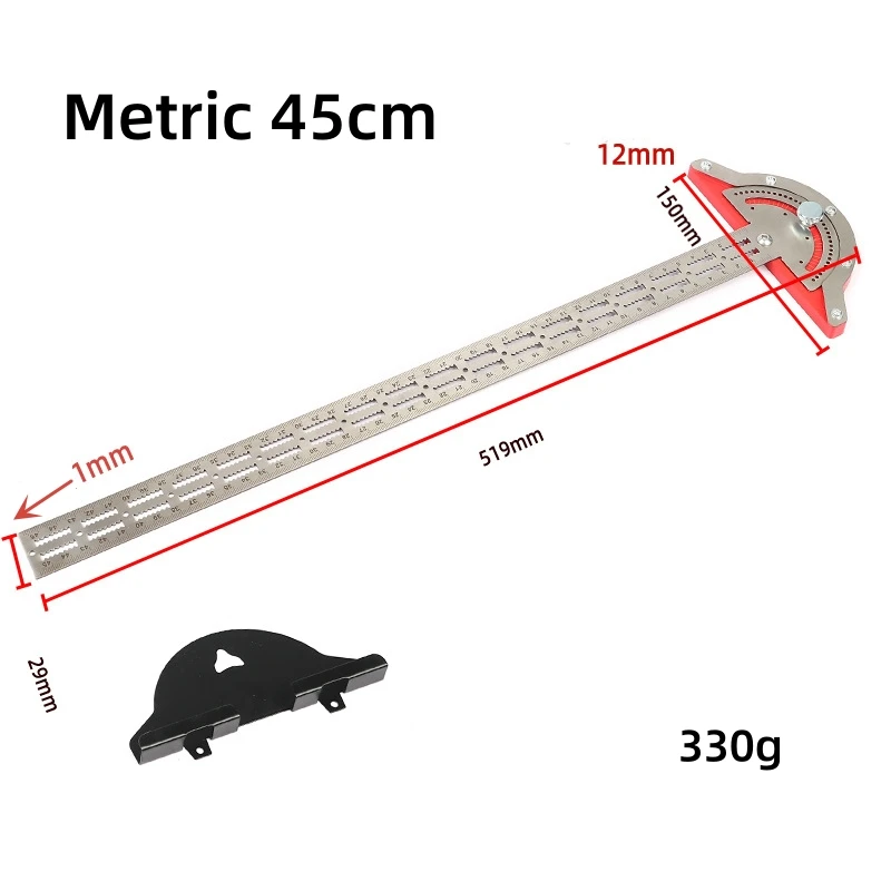 Metryczna linijka krawędziowa do obróbki drewna 20/32/45cm wielofunkcyjna linijka konstrukcyjna 0-70 stopni regulowany kąt kątomierza