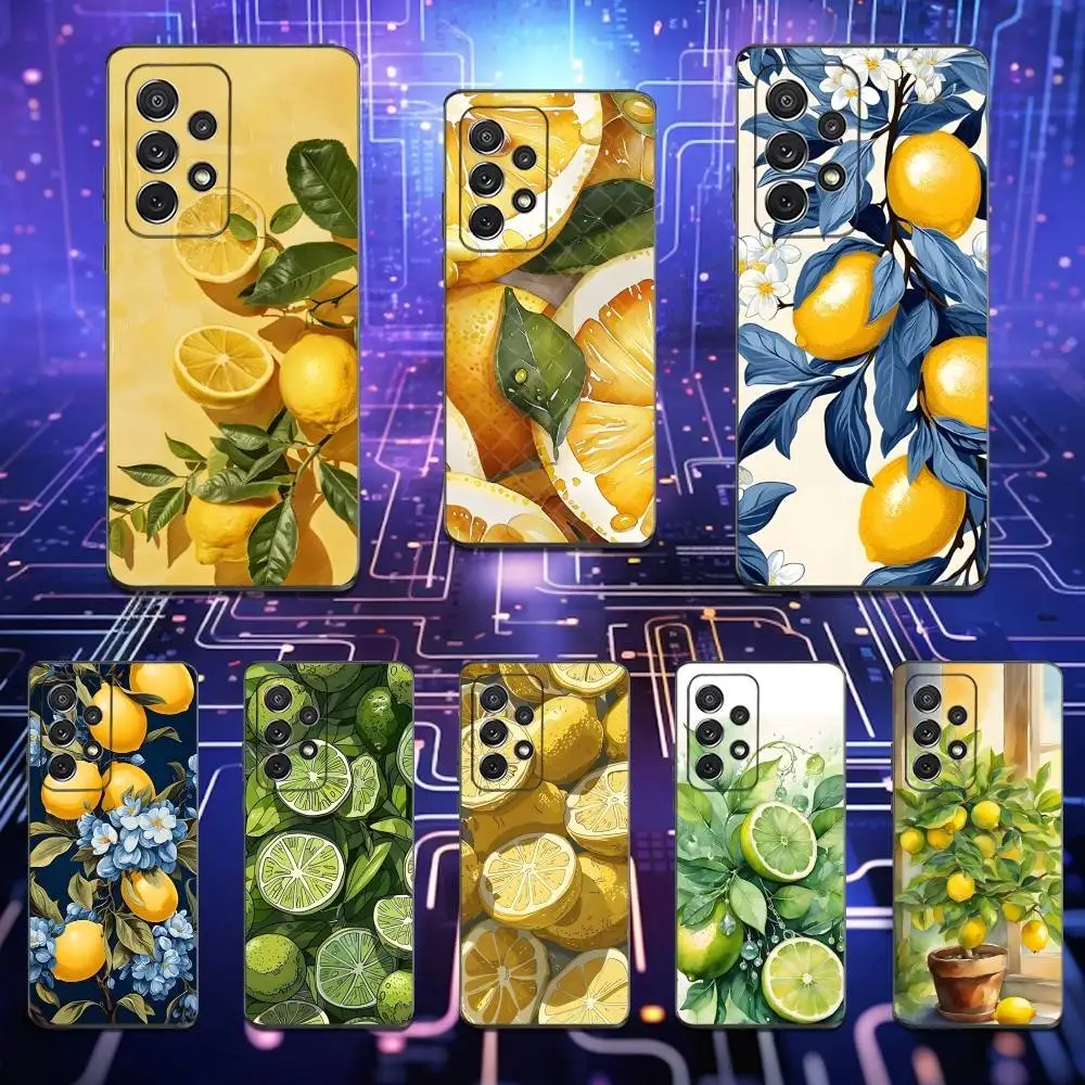 

Fruit Art lemon Painting Phone Case For Samsung S25,S24,S23,S22,S21,S20,S10,Ultra,Plus,Lite,FE,Soft Silicone Black Cover