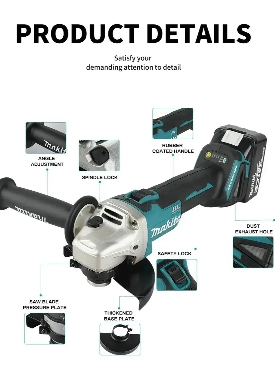 Makita DGA506 18V 125mm Oplaadbare haakse slijpmachine Elektrische polijstmachine Borstelloze metaalslijp- en snijmachine - afbeelding 2