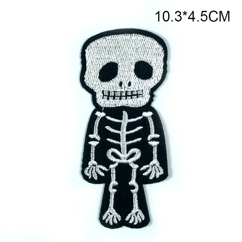 

Skull Cartoon Cute White Bone Human Skeleton Dangerous Radioactive Adhesive Embroidery Cloth Sticker Clothing Accessories