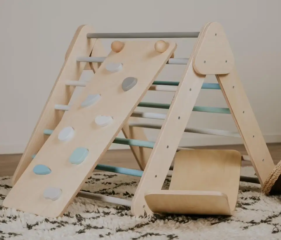 Wooden montessori climber and balance board for kids used  wood montessori toy