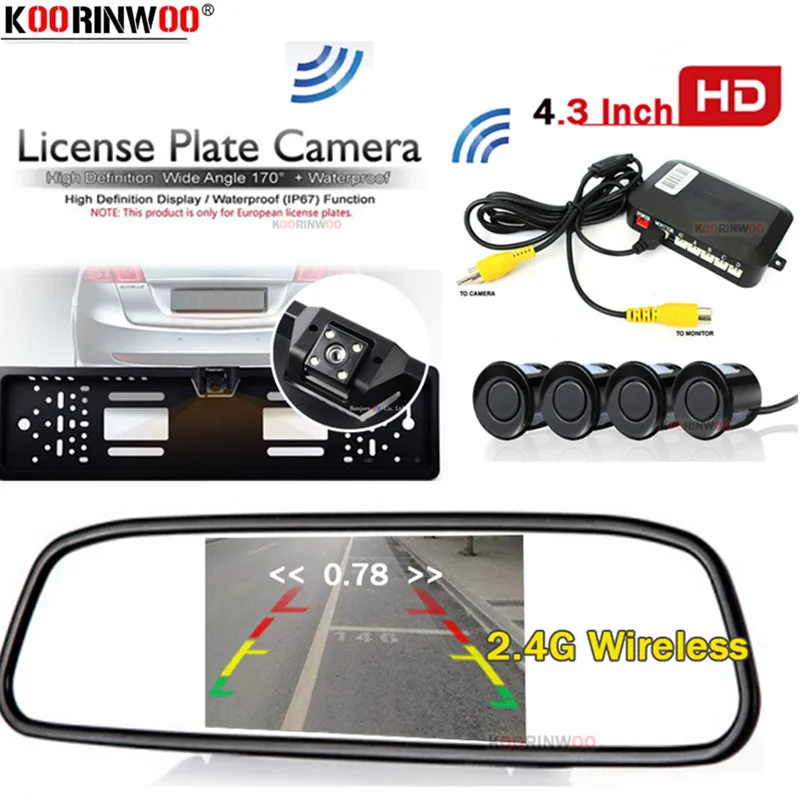 Koorinwoo Doul CPU Car License Frame Trunk Camaera Wide Angle Rear Parking Sensors Parktronic With LCD Digital Car Monitor Video