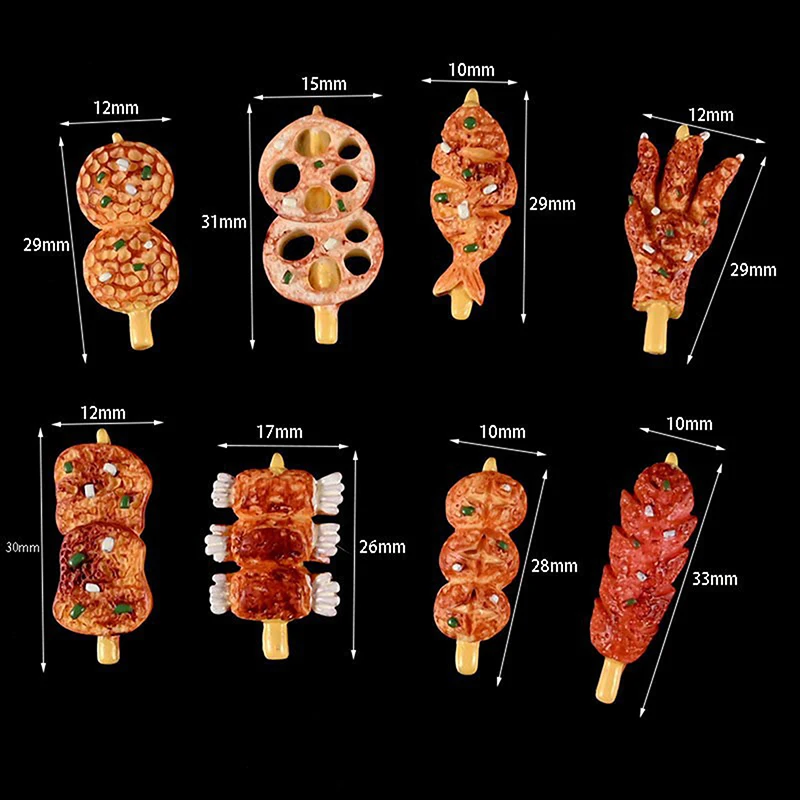 Dollhouse Mini Kitchen Skewer BBQ Fried Snack Set Miniature Food Play Props Model