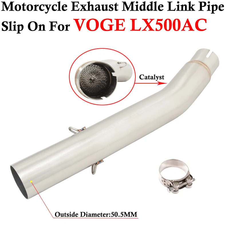 Slip On For VOGE LX500AC LX500 LX 500 AC Motorcycle Exhaust Escape System Modified Muffler 51mm Middle Link Pipe Stainless Steel