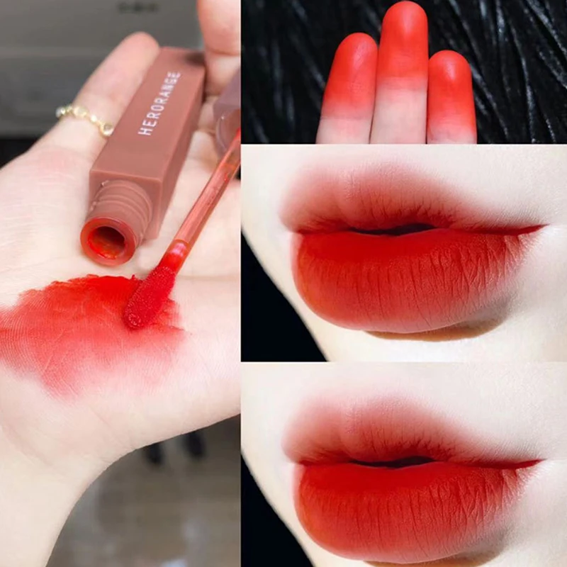 【HERORANGE Velvet Matte Lip Gloss Glaze - Lápices labiales líquidos de larga duración, resistentes al agua, con textura sedosa y pigmentos cosméticos】