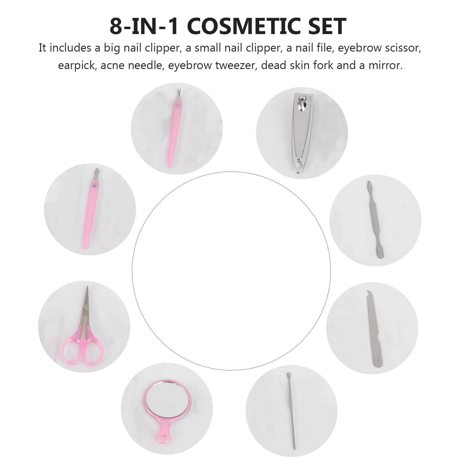 9pcs 9-In-1 Nail Clipper Set Stainless Steel Manicure Kit Apple Shaped Case Travel Camping Hiking Fingernail Trimmer Tools