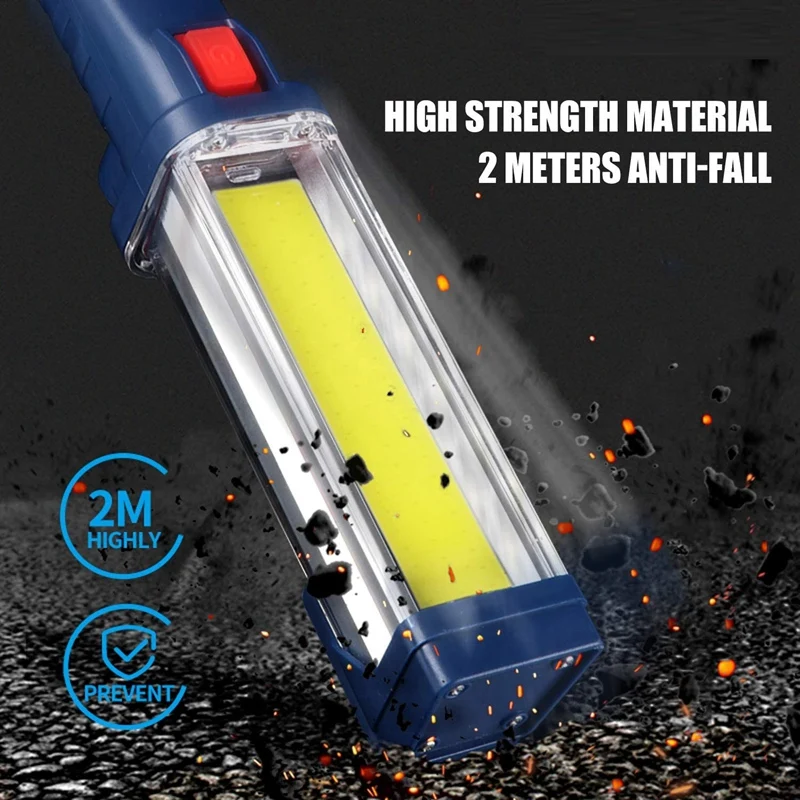 COB Work Light Torch USB Rechargeable LED Work Light Magnetic COB Lanterna Hanging Hook Lamp For Car Repair, Camping