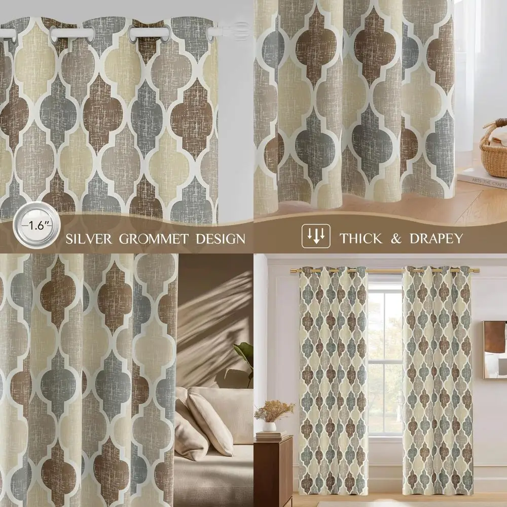 

Brown Moroccan Geo 96 Insulated Grommet Curtains, 2-Pack for Bedroom/Living Room, 50x96