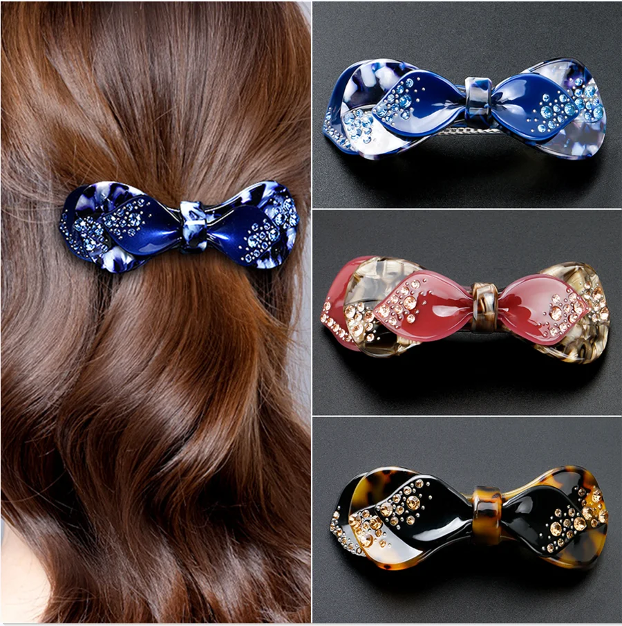 

New Korean style elegant butterfly flower crystal spring hairpin rhinestone horizontal hairpin elegant ladies hair accessories