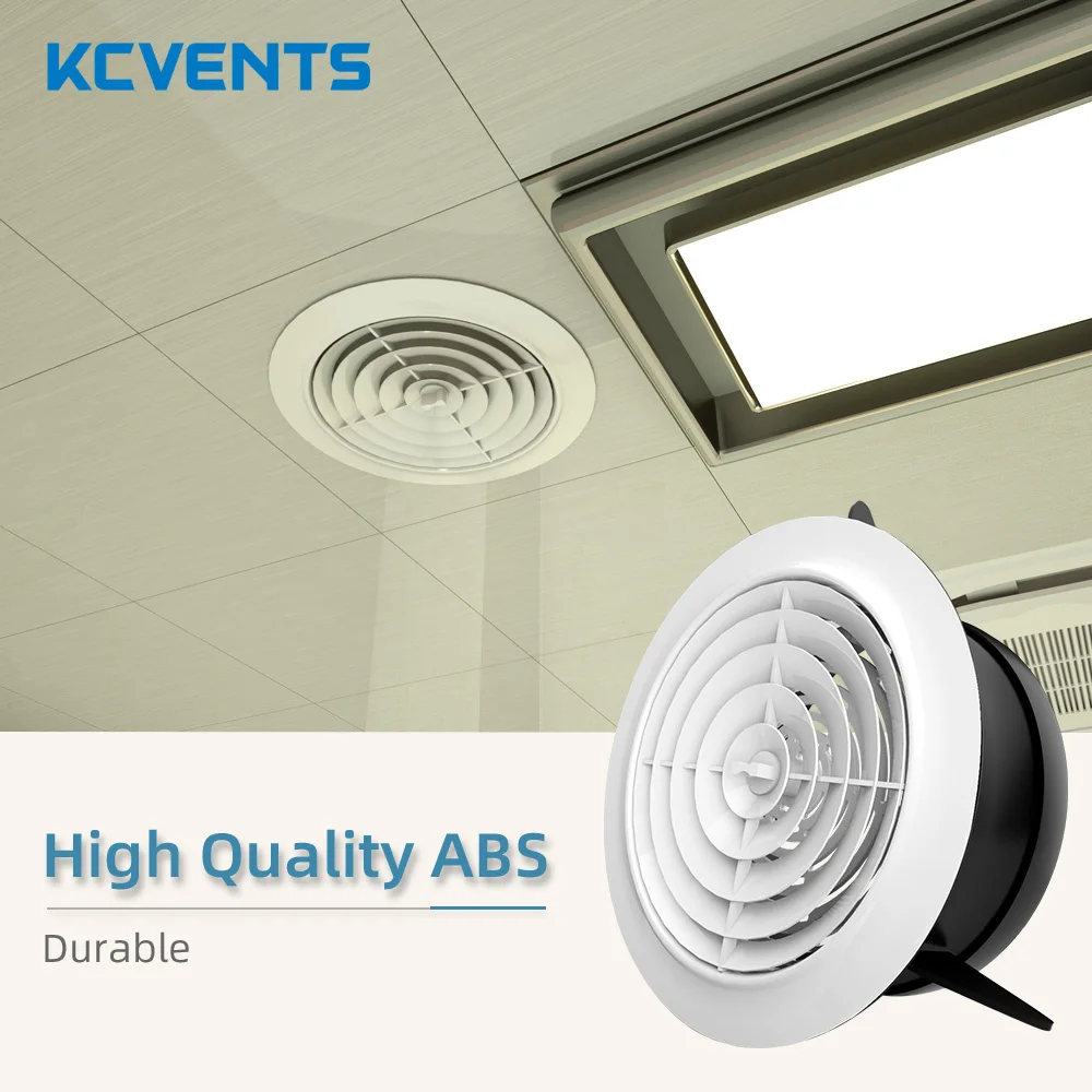 KCvents Plastic Round Louver Grille Cover Adjustable Exhaust Outlet Ventilation for Bathroom Kitchen Air Ducting Ventilator Cap