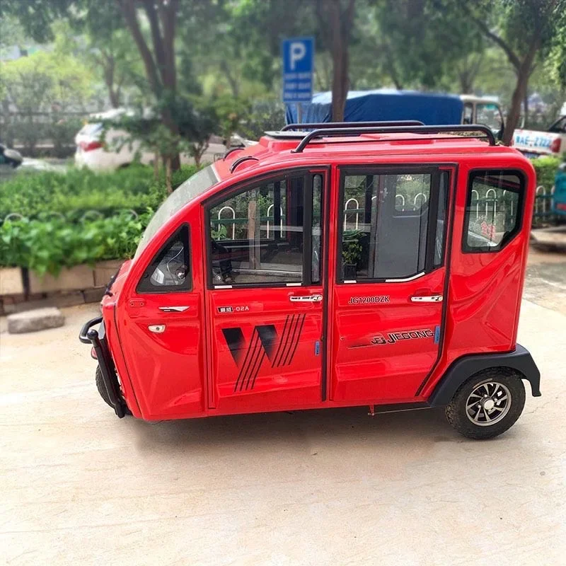 1200W 60V Electric Closed Passenger Electric Tricycle 10 Electric Tricycles 4 Wheel Car Velo Mobile Closed Front Disc+rear Disc