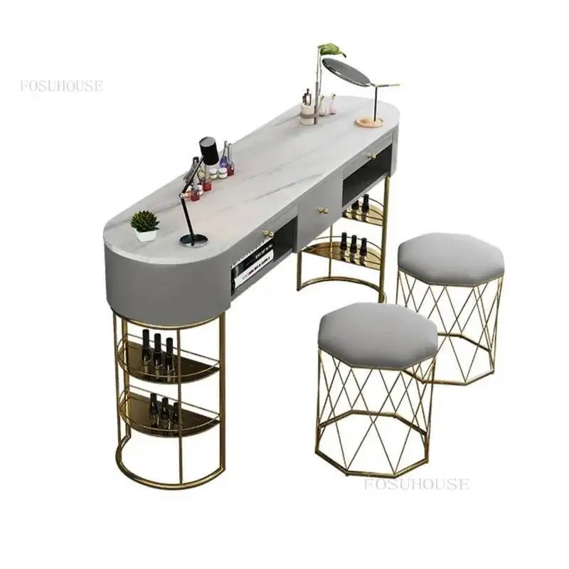 

Table Table Nordic Creative Manicure Marble Nail Luxury Single Or Double Professional Manicure Table Set furniture salons HY
