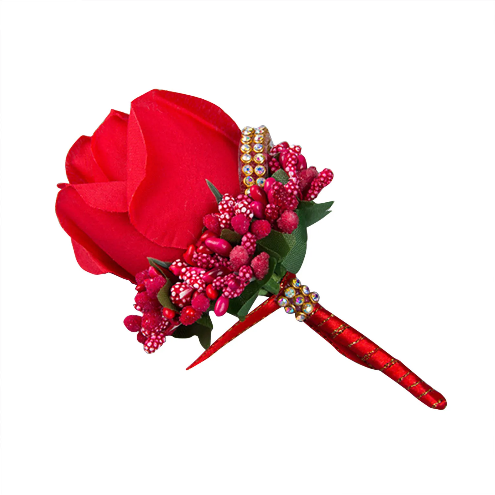 New Artificial Silk Brooch Pin Wrist Corsage Flower Wedding Women Men Boutonniere Bracelet Bangle Groom Bride Party Decoration