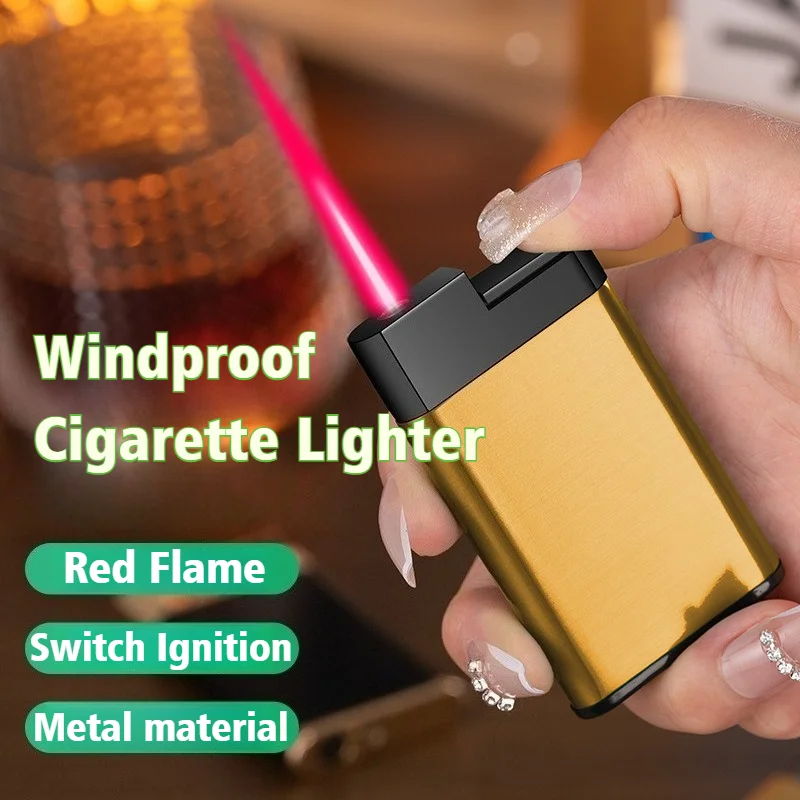 

2025 Newest Butane Inflatable Windproof Open Fire Lighter Metal Red Flame Cigar Igniter Cigarette Lighters & Smoking Accessories