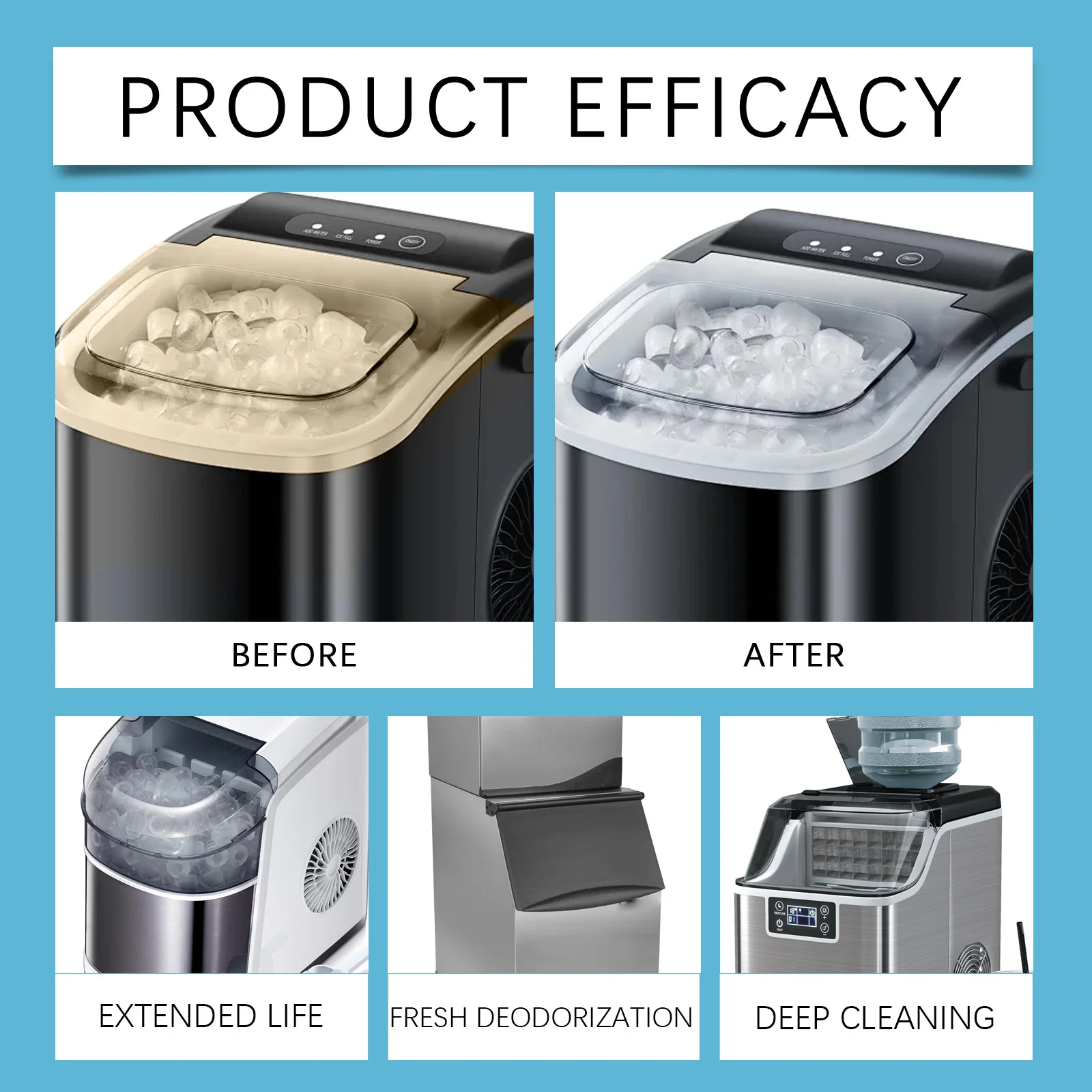 منظف آلة صنع الثلج الآمن من النيكل - إزالة لآلة الترسبات الفوارة لطيفة من الكلسية والمياه الصلبة - مثالية لصواني الثلج #5