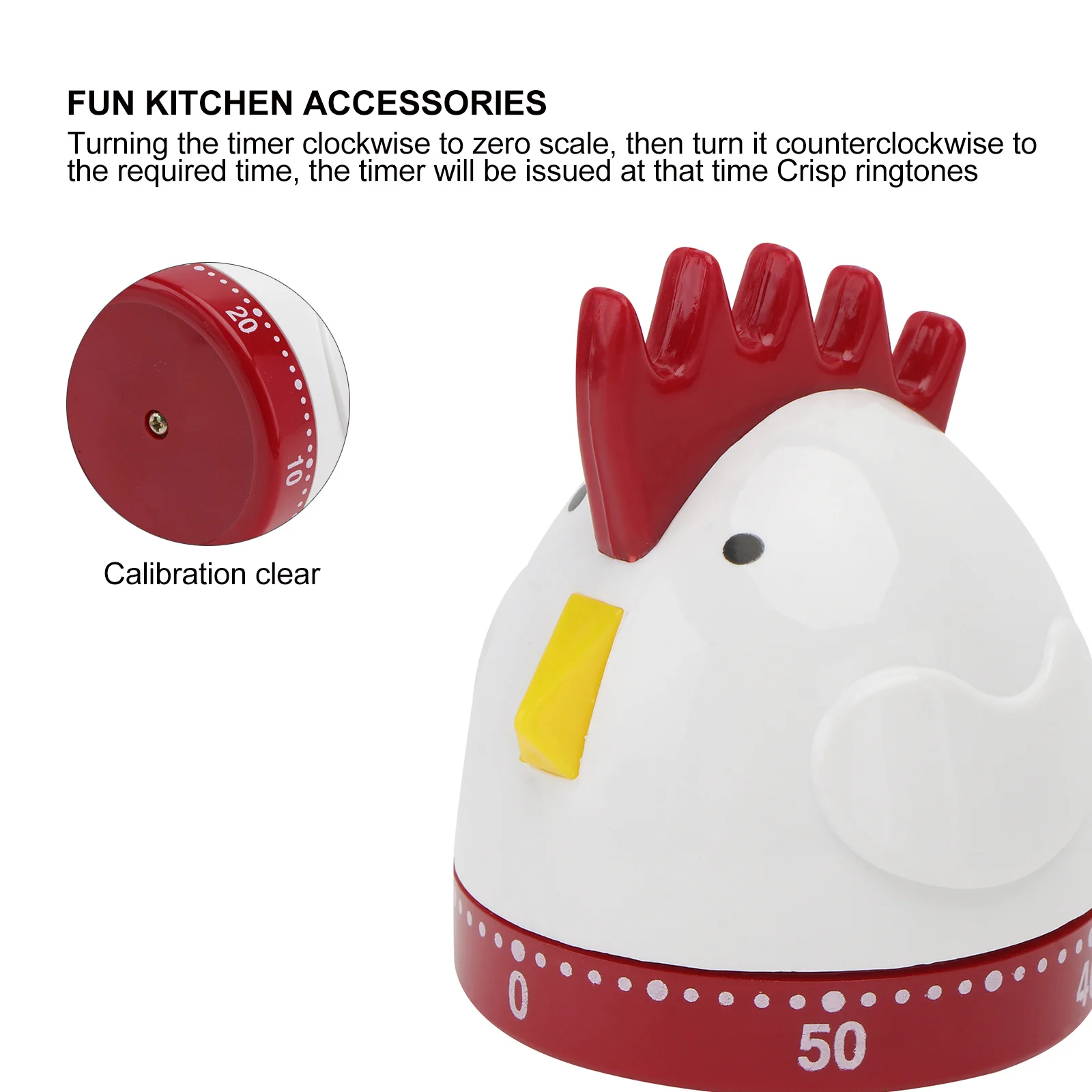 

1pc Cartoon Mechanical Kitchen Countdown Timer Baking Cooking Timer Wind Up Time Reminder For Students Autism White