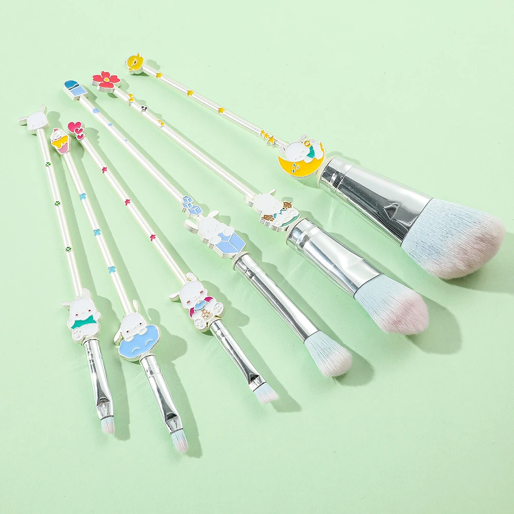 6Pcs/Set Cartoon Sanrio Makeup Brush Pochacco Portable Soft Concealer Brush Beauty Cosmetics Brush Toy Gift