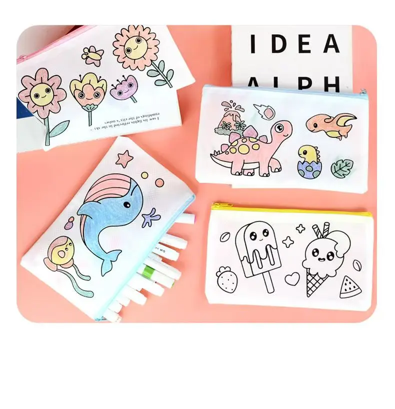 DIY手作り不織布落書きバッグ子供絵画エコバッグ工芸品カラー塗り絵幼稚園お絵かき子供おもちゃ