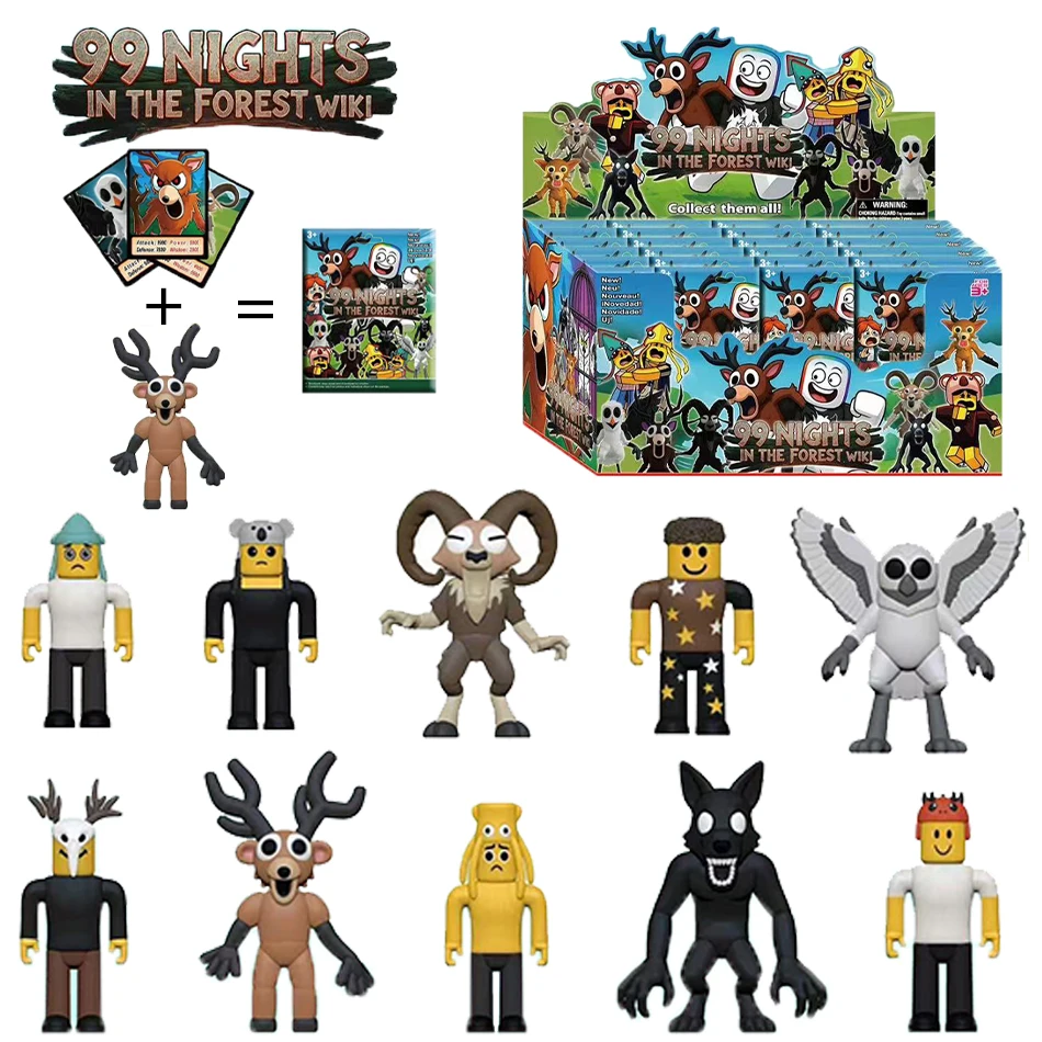Figuras de 99 noches en el bosque, caja ciega, figuras de 99 noches, búho, ciervo, 99 noches en el bosque, figuras de juguete de plástico, regalos