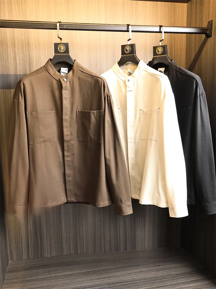 

Мужская повседневная одежда в стиле ретро с воротником-стойкой Long Sve из смеси хлопка, универсальная осенняя модная городская одежда