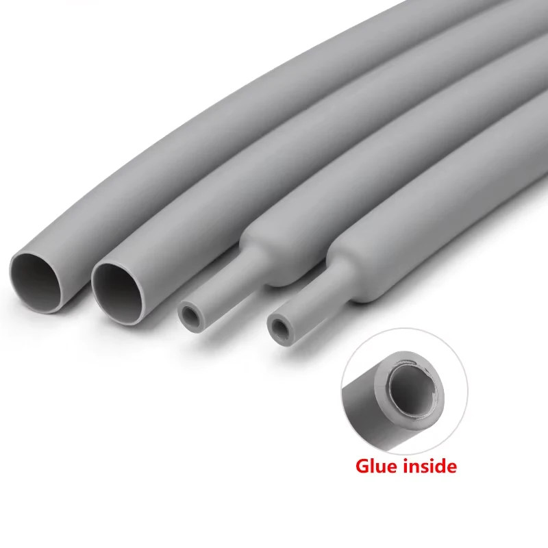 Black/Grey Dia1.6/2.4~50mm 3:1 With Glue Heat Shrink Tube Double Wall Heat Shrinkable Tubing Polyolefin Insulated Cable Sleeve