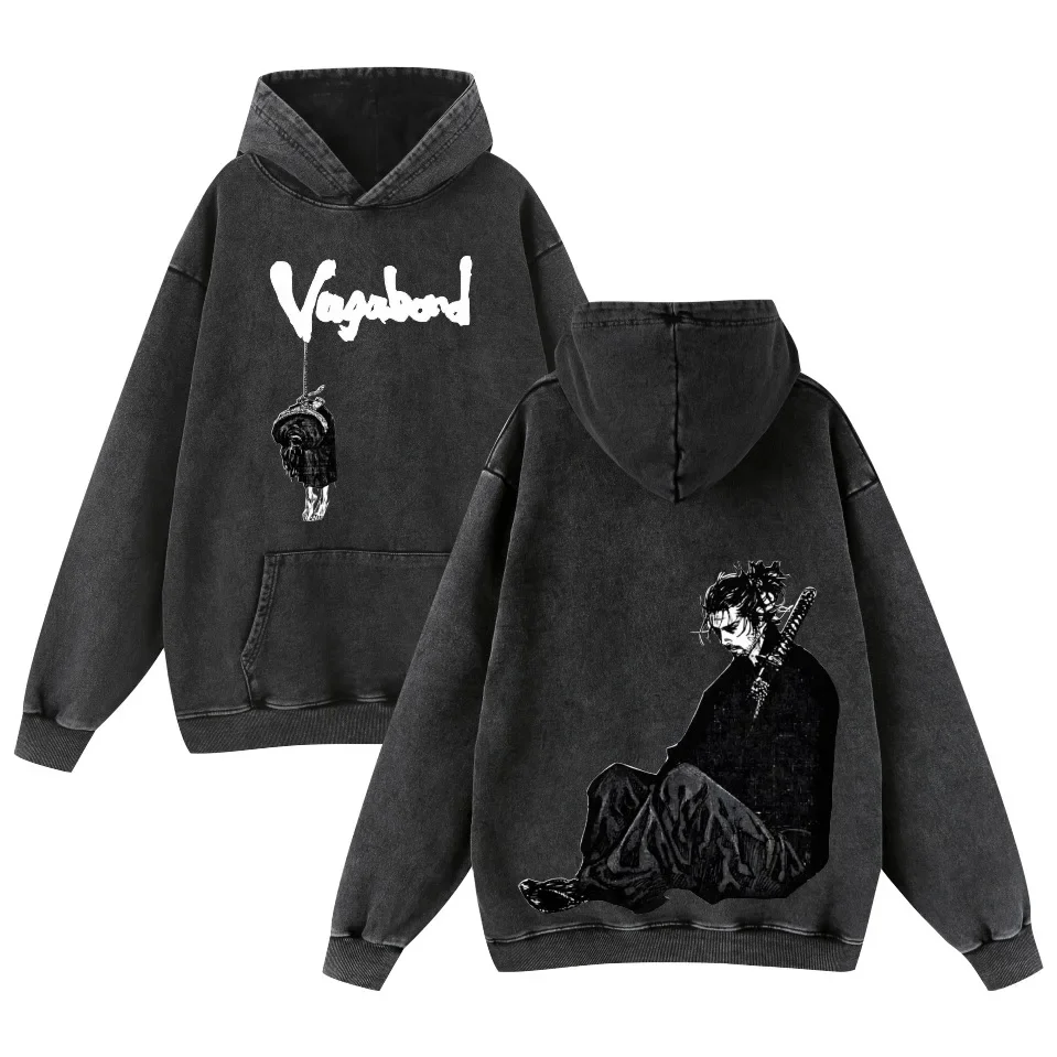 Vagabond Miyamoto Musashi Wash Made Old Pure Cotton Hoodie Men's and Women's Casual Sports Hoodie