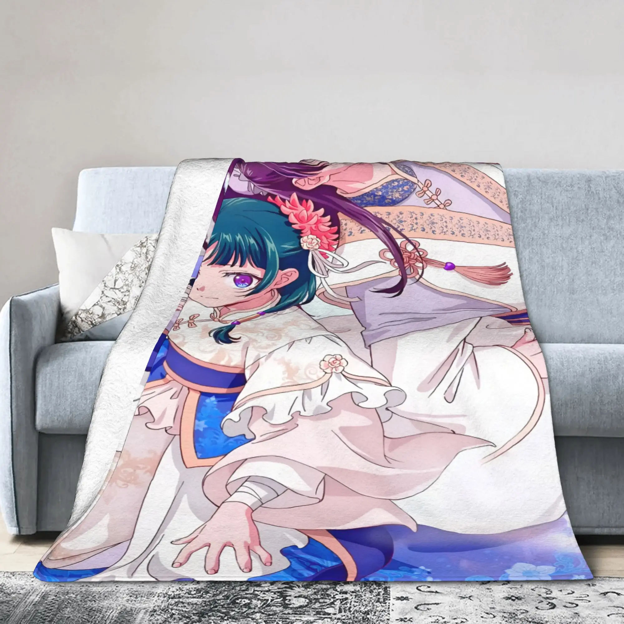 The Apothecary Diaries Anime Knitted Blankets Flannel Maomao Jinshi Soft Throw Blankets for Bedroom Sofa Bedroom Quilt