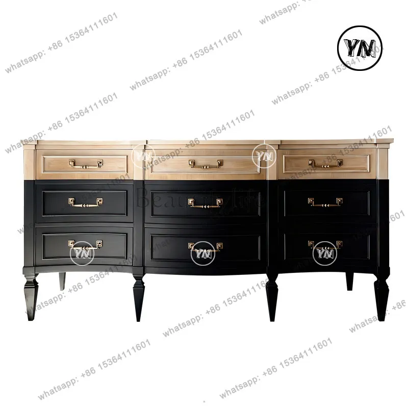 Retro solid wood chest French retro black solid wood chest