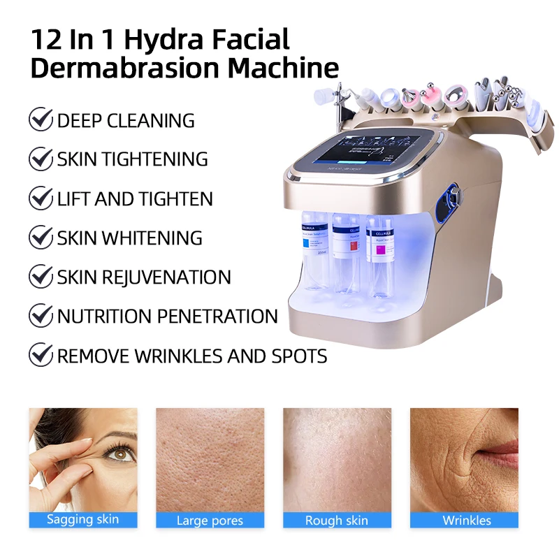 10 in 1 Lift Skin Bubble Face Macchine per la bellezza della pelle Macchina idrofacciale per ossigeno Pulizia del viso Peeling professionale per acqua per spa