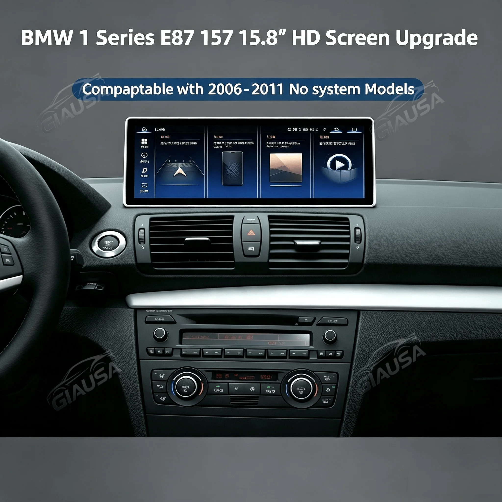 15.8inch Android 15 Car Radio CarplaySystem 06-11 old 1 series E87 Auto Stereo Navigation Multimedia Video Player Audio