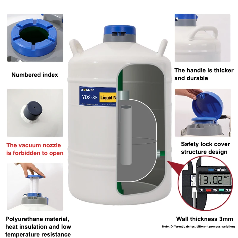 YDS Liquid Nitrogen Container 2/3/6/10/15/20/30/35/50/60/80/100L Aluminium Veterinary Liquid Nitrogen Tank Ln2 Dewar