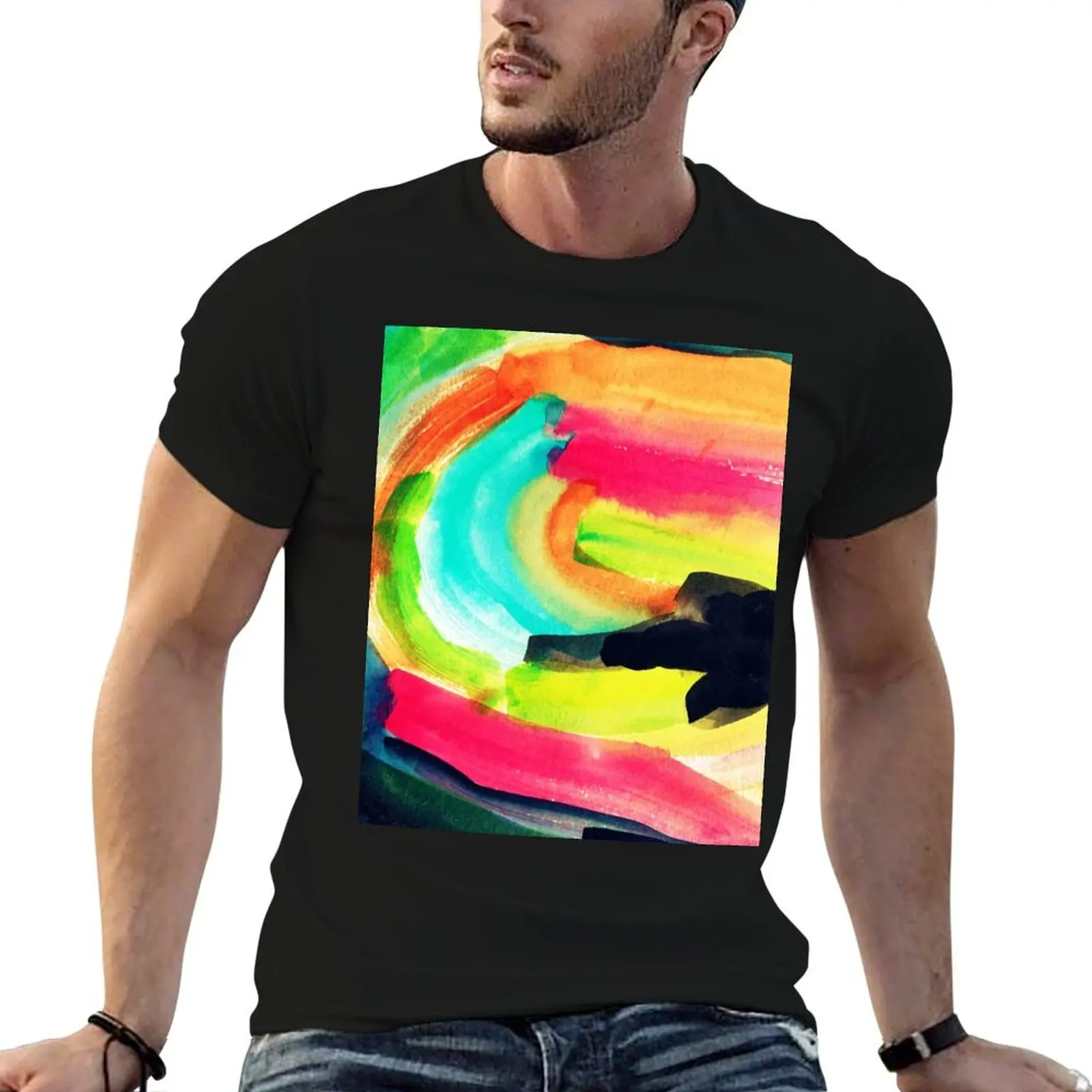 colorful Abstract Painting in WaterColor T-Shirt shirts graphic tees summer tops heavyweight t shirts for men