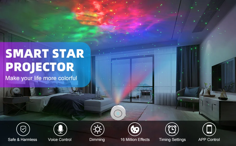 Tuya WiFi Intelligent High-definition Starry Sky Projector Intelligent Voice Control System APP Adjustment Projector Home Gifts