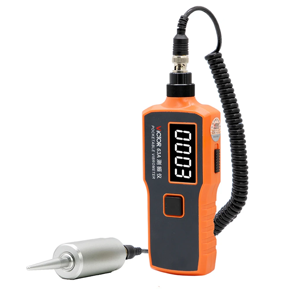 63A Handheld Digital Portable Vibration Meter Low Price 71MM/S Velocity 2000um Displacement Tester