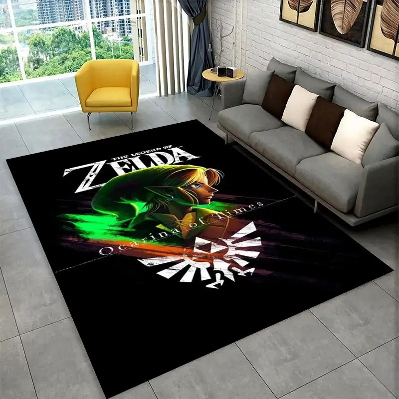 Classic Z-Zelda Cartoon Games Non-Slip Area Rug for Living Room,Bedroom,Playroom,Soft Carpet Floor Mat Home Decor Rug Kids Room