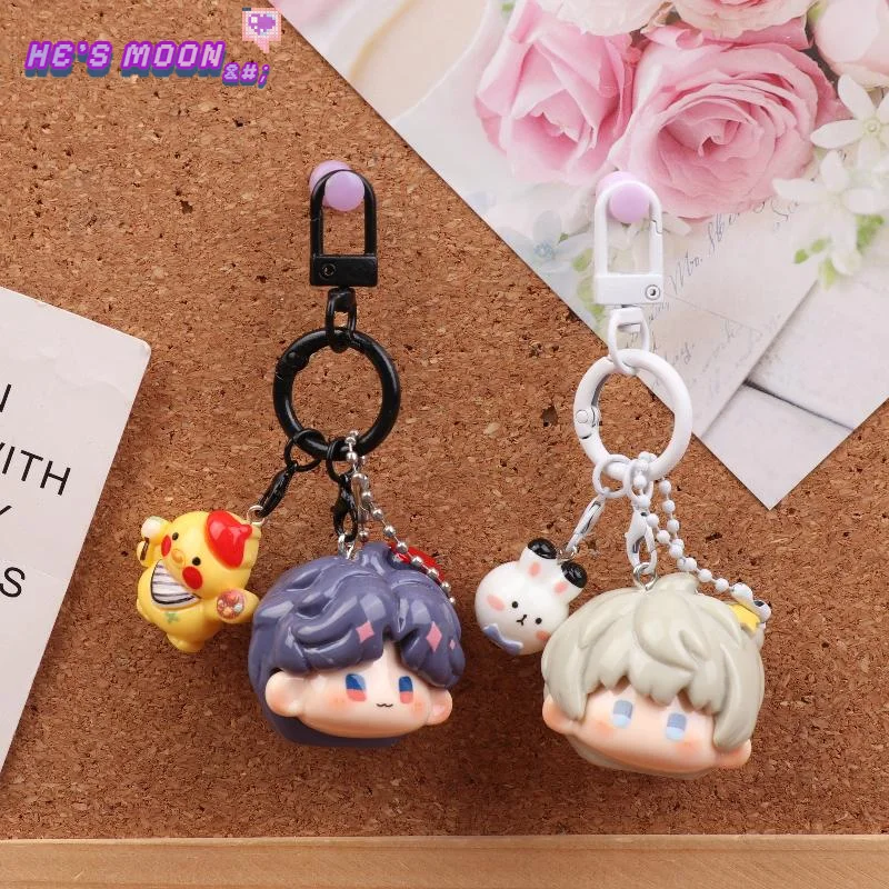 Love And Deepspace Anime  Sylus Rafayel Zayne Xavier Q Version Doll Pendant Keychain Mobile Ornament Backpack Decoration