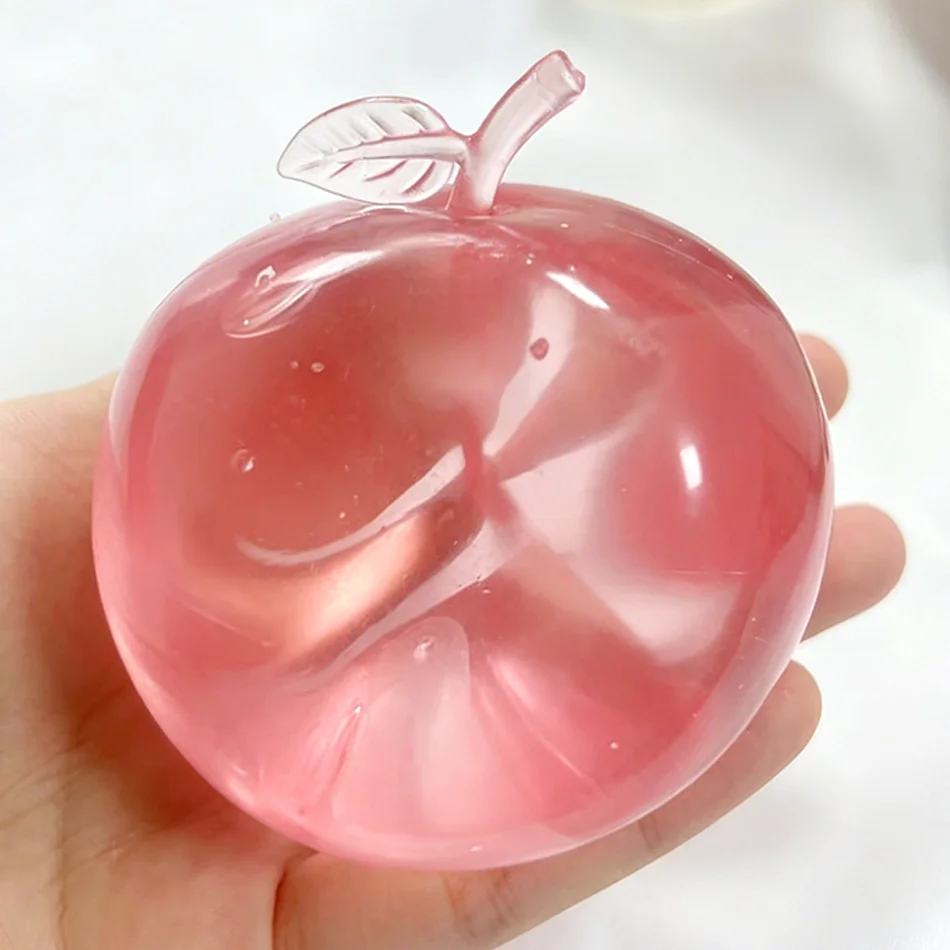 Maltose Filled Pink Apple Squeeze Fidget Toy Super Soft Squishy Stress Relief Vent Toy Portable Decompression Hand Toy
