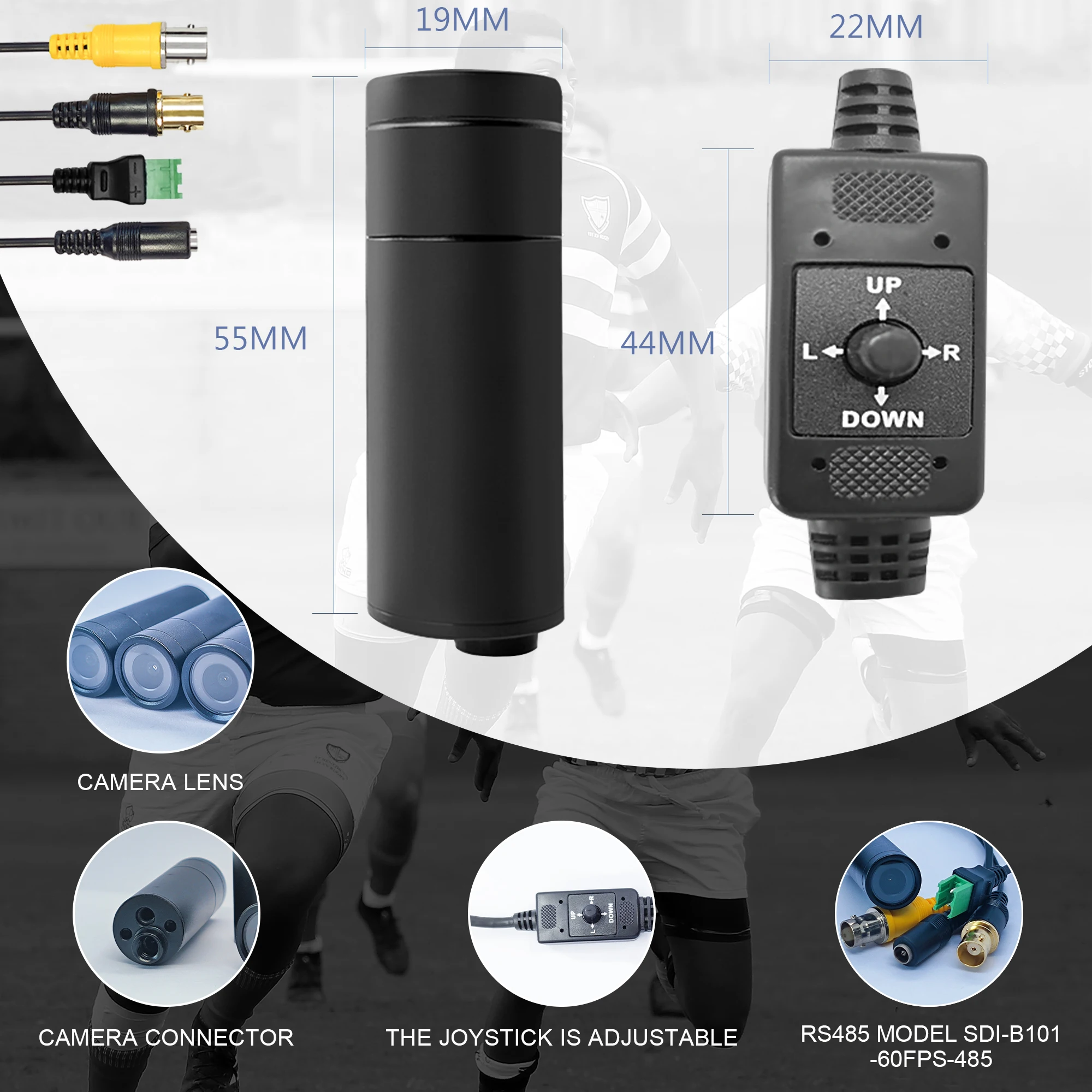 Imagem -05 - Câmeras de Vigilância de Segurança Muito Pequenas Transmissão ao Vivo Imx327 Sensor Cmos 2.2 Megapixels hd 3g-sdi Controle Rs485 D-zoom