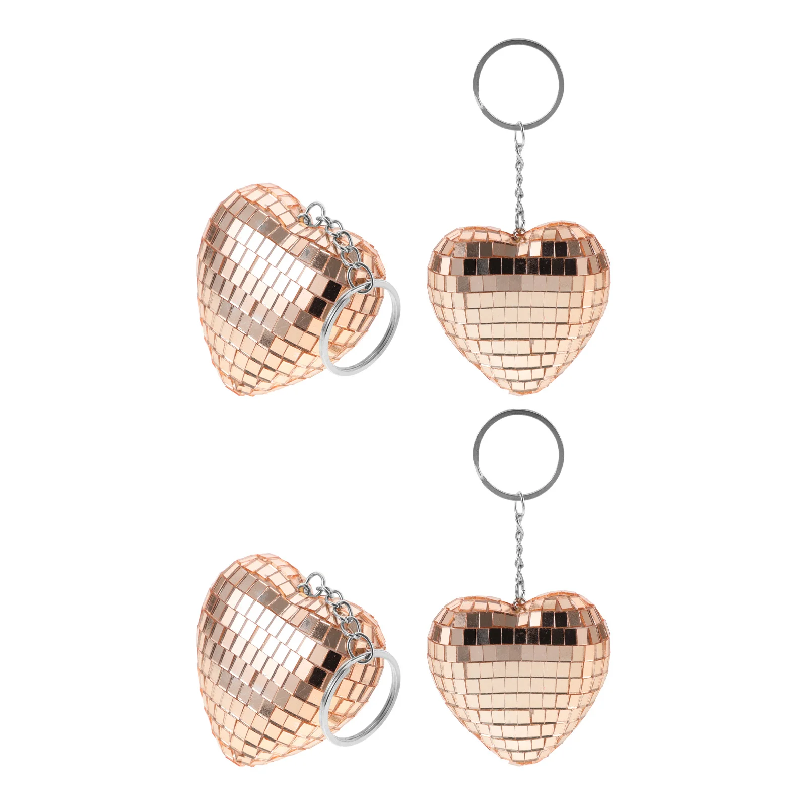 

4Pcs Heart Disco Ball Keychain Mini Reflective Mirror Ball Pendant Bag Hanging Charm Party Favors Keychain Decoration
