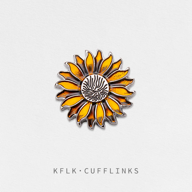

KFLK Fashion Orange Flower Brooch Pins Exquisite Brand Brooches For Women Mens Costumes Badge Brooch Jewelry Wholesale