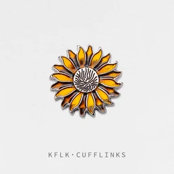 KFLK Fashion Orange Flower Brooch Pins Exquisite Brand Brooches For Women Mens Costumes Badge Brooch Jewelry Wholesale