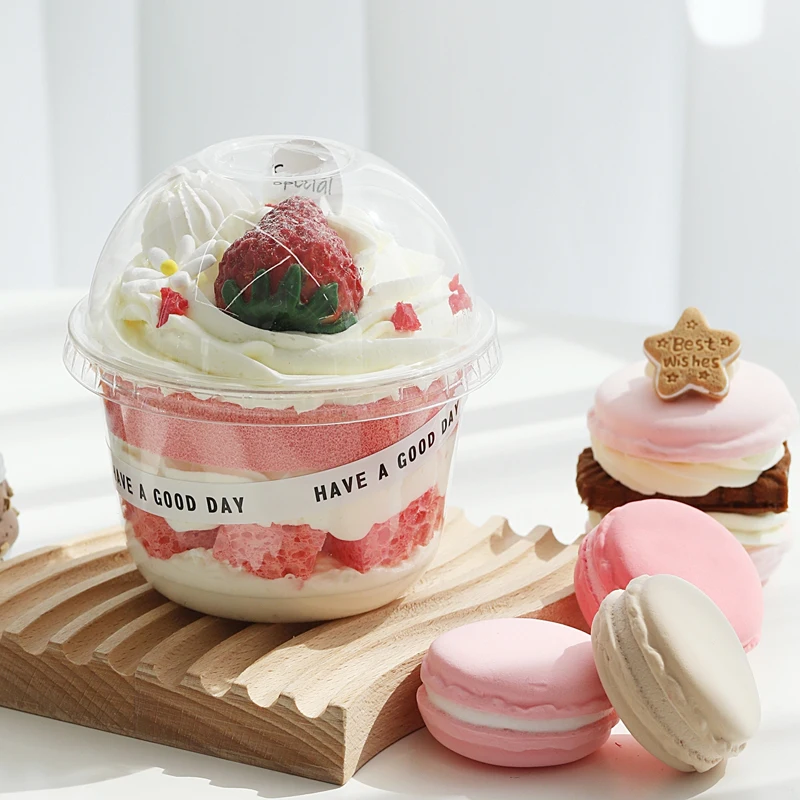 Handmade Simulation Mini Bobo Fruit Cream Layer Cup Cake Window Cake Model Clay Food Photo Prop Home Party Decoration