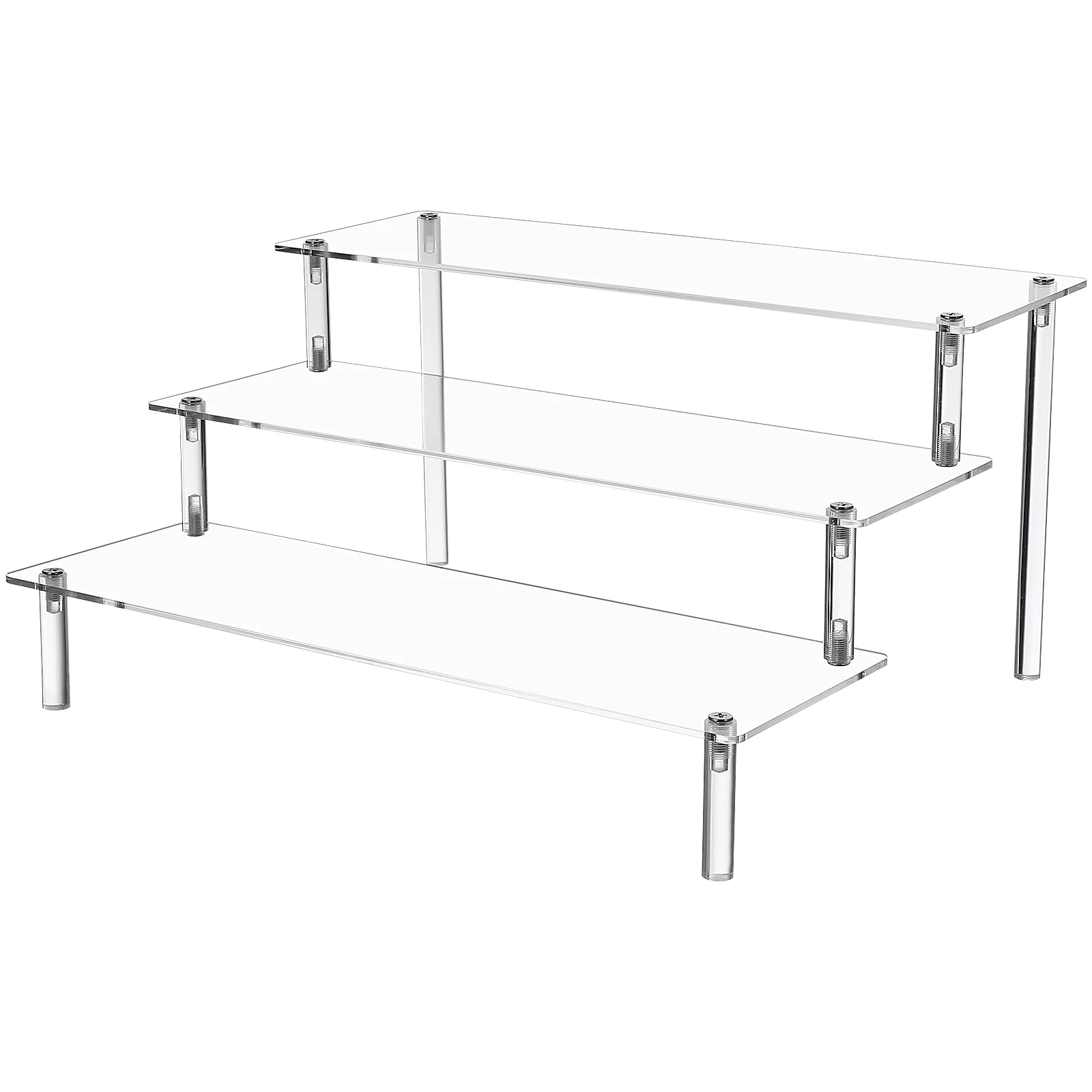 

Acrylic Display Stand 3 Tier Clear Shelves Perfume Organizer Multi Layer Sturdy Material Large Capacity Easy Setup