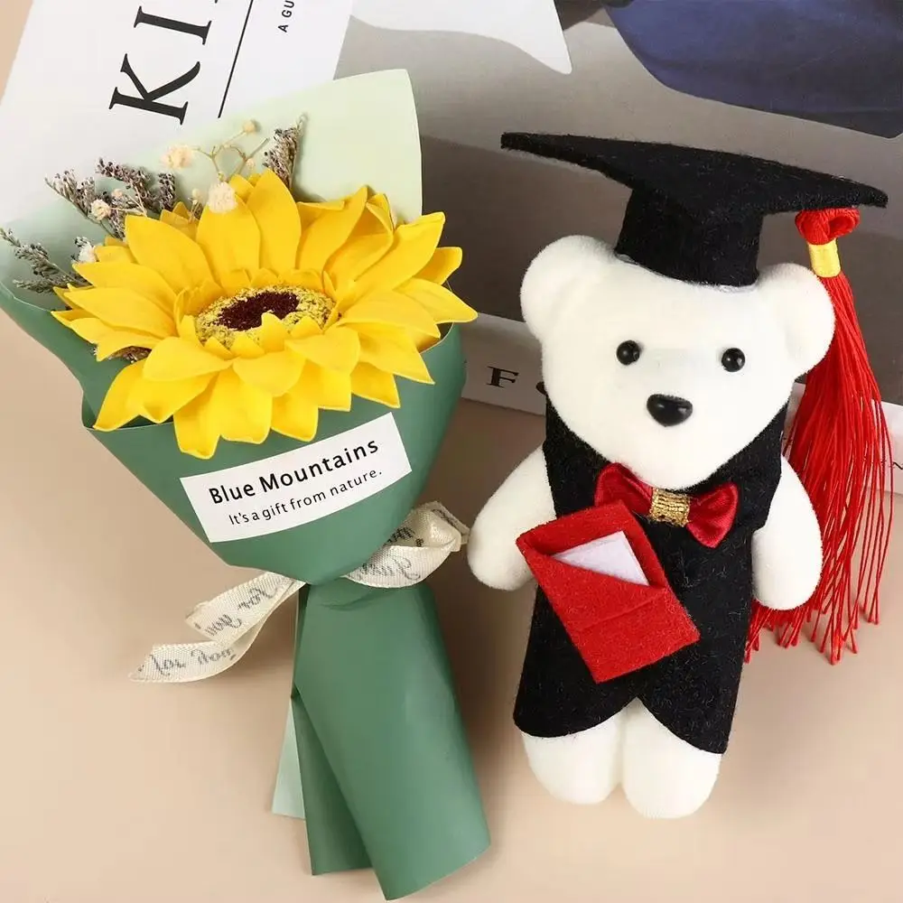 10 pcs/set Graduation Season Graduation Bear Doll Celebrate Party Graduation Ceremony Mini Bear Flower Bouquet 14cm Plush