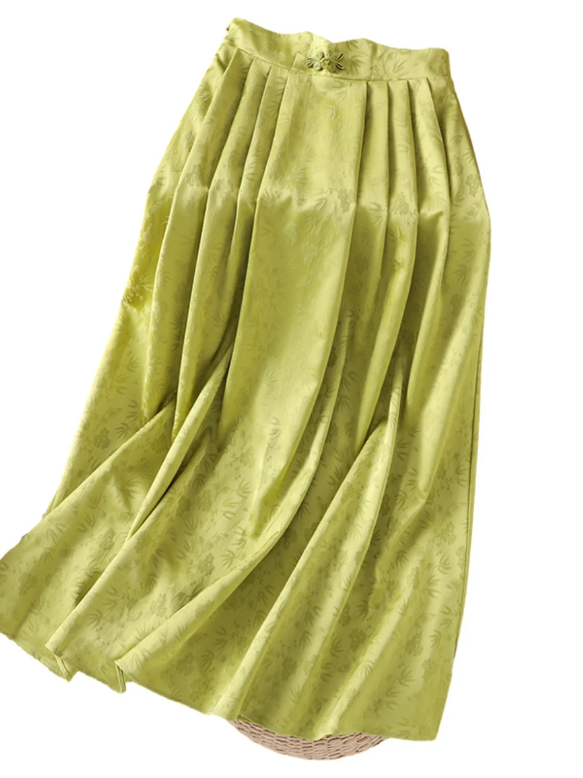 Ele عالية الخصر ألف خط ميدي تنورة المرأة الربيع Faion الأزهار التطريز الصينية الوطنية Sle التخسيس f طول تنورة